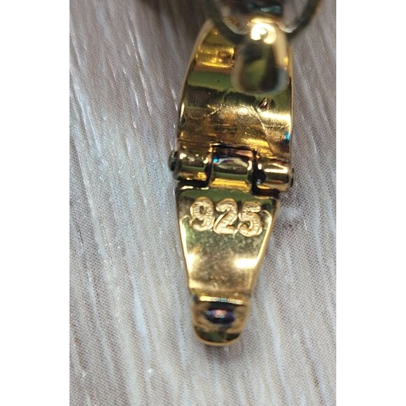 Large Oval Turquoise & Gold Tone Filigree Pendant 17.46g Vintage Boho 177 - Picture 6 of 6